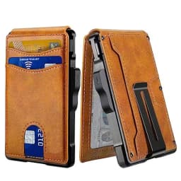 Minimalist Wallet EDC Tactical Slim PU Leather Credit Card Holder RFID Blocking Bifold Smart Wallets with Money Clip for Men