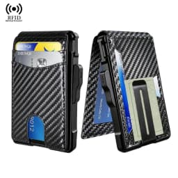 Minimalist Wallet EDC Tactical Slim PU Leather Credit Card Holder RFID Blocking Bifold Smart Wallets with Money Clip for Men