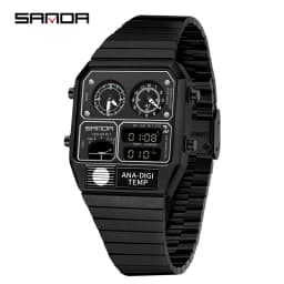 SANDA Top Fashion Men's Leisure Electronic Watch Multifunctional Thermometer Stopwatch Timing Men's Electronic Watch 3192
