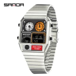 SANDA Top Fashion Men's Leisure Electronic Watch Multifunctional Thermometer Stopwatch Timing Men's Electronic Watch 3192