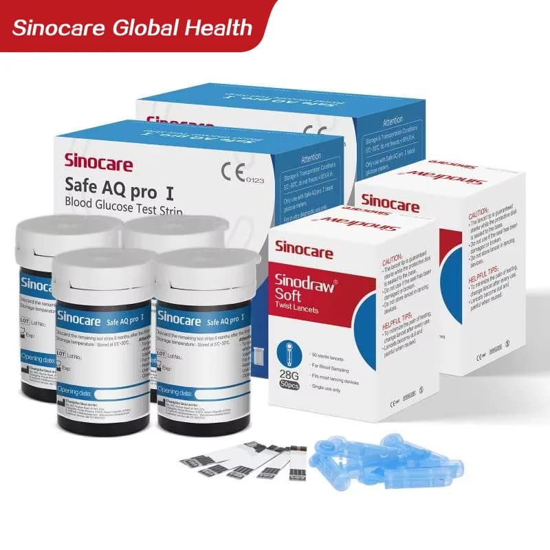 Sannuo Sinocare Blood Glucose Test Trips and Lancets for Safe AQ Pro Ⅰ 50/100/200/300/400pcs