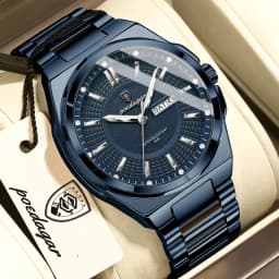 POEDAGAR Top Business Men Wristwatch Stainless Steel Waterproof Luminous Casual Man Watch Date Week Stylish Men's Quartz Watches