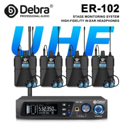 Debra ER-102 Professional Wireless In-Ear Monitor System, UHF band with Bluetooth 5.0 support, for stage performances, drummers
