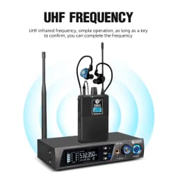 Debra ER-102 Professional Wireless In-Ear Monitor System, UHF band with Bluetooth 5.0 support, for stage performances, drummers
