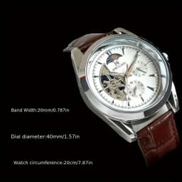 Luxurious Men's Automatic Mechanical Watch, with a Cool Hemispherical Design, Best-Selling Men's Watch, Moon Phase Pointer, Skeleton Design, the Best Gift for Him, No Batteries Required