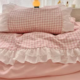 3 Piece Sheet Set pink plaid duvet cover Set , comfortable Bedding Set Bedspread for All Season