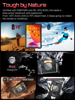 Tablet Android 15 Cubot TAB KingKong S, 15300 mAh Battery, 16GB(6+10), 256GB, 10.1-Inch 90Hz Display, Camping Light, 48MP Camera