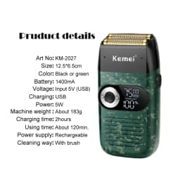 Kemei Electric Shaver Men Electric Razor Rechargeable Beard Shaver Floating Hair Trimmer Face Care Shaving Machine