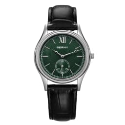 BERNY Watches for Men Luxury Slim Classic Stylish Dress Quartz Watch Stainless Steel Case Elegance Leather Band Wristwatch