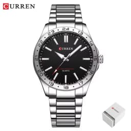 CURREN 8452 Men Quartz Watch Simple Fashion Leisure Business Clock Black Silvery Stainless Steel Strap Wristwatch for Male