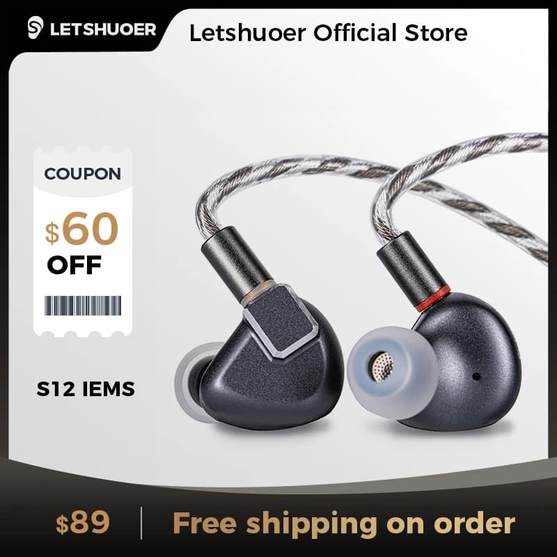LETSHUOER S12 14.8mm Planar Magnetic Driver HiFi Earphones Wired Earbuds HIFI In Ear Monitors for Audiophiles Musicians