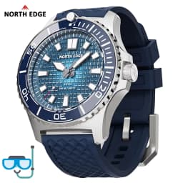 NORTH EDGE 2026 NEW ABYSS Solar Powered Dive Quartz Luxury Watch 200M Waterproof Dive Sports Watches 316L Steel 180+ Day Power