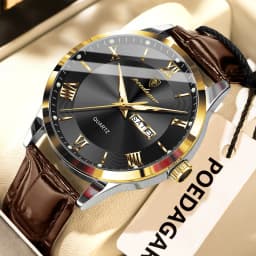 POEDAGAR Original Fashion Watch For Man Leather Date Week Quartz Men Watch Waterproof Luminous Business Men's Watches Male Reloj