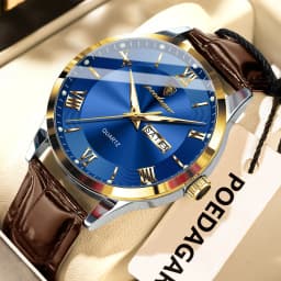 POEDAGAR Original Fashion Watch For Man Leather Date Week Quartz Men Watch Waterproof Luminous Business Men's Watches Male Reloj