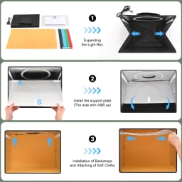 Lightdow Photo Studio Light Box Kit 12"x12"(30x30x30cm) with 120pcs LEDs 6 Backdrops for Photography Portable Dimmable Versatile