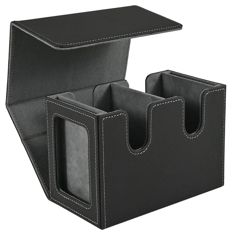 Card Deck Box with 2 Commander Display, Double Deck Box for 140+ Single Sleeved Cards, Fits for TCG CCG Magic Cards