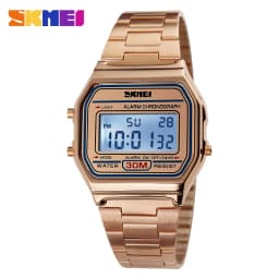 New Business Men Retro Watch Waterproof Electronic Watch Fashion Personality's Watch Thin Strip Relogio Masculino Digital SKMEI