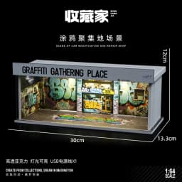 1/64 Model Parking Space Car Parking Space with lights Simulated decoration scene (figures and cars not included)