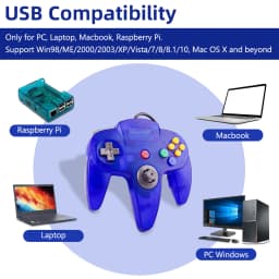 N64 Controller Classic USB Wired Remote Gamepad Gaming Joystick Accessories Classic 64 Console Retro Games For Mac Computer PC
