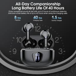 Wireless Earbuds BT5.3 Headphones HiFi Stereo EarBuds with ENC Noise Cancelling Mic 48H LED Display IP7 Waterproof Earphones