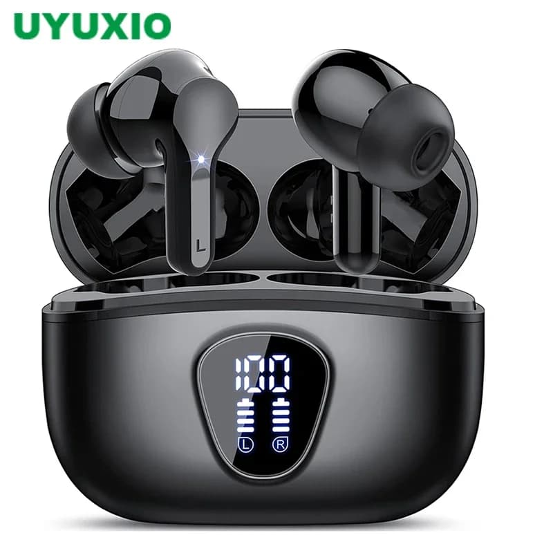 Wireless Earbuds BT5.3 Headphones HiFi Stereo EarBuds with ENC Noise Cancelling Mic 48H LED Display IP7 Waterproof Earphones