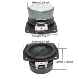 AUIN 1 pcs 3 Inch 78MM Subwoofer Speaker 4 Ohm 15W Supper Bass Audio Square Woofer DIY Home Theater Sound Bookshelf Loudspeaker