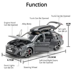 1/32 RS6 Car Model Toy Simulation Alloy Diecast Doors Opened Sound Light Shock Absorption Vehicle Models Ornaments Child Gifts