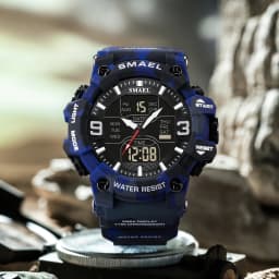 Military Watches Men Sport Watch Waterproof Alarm Clock Dual Time Wristwatches Digital 8049B Army Watches Military