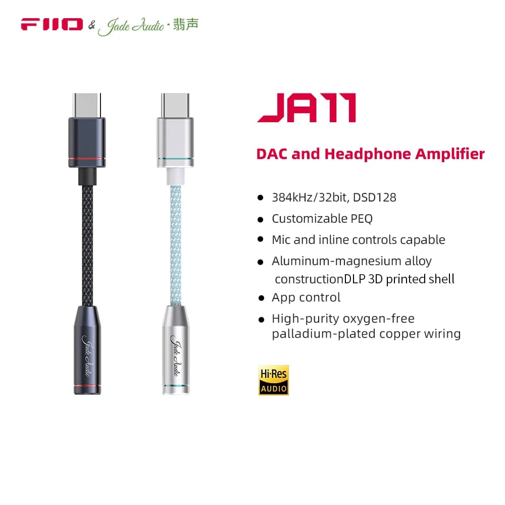 FiiO JA11 USB Type C to 3.5mm Earphone/Headphone Adapter USB C Cable USB C to 3.5 Audio Aux Cable For IOS Android