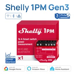Shelly 1PM Gen3 Matter Smart Switch 16A with Power Metering Free Cloud Data Energy Optimization Analysis for Home Automation