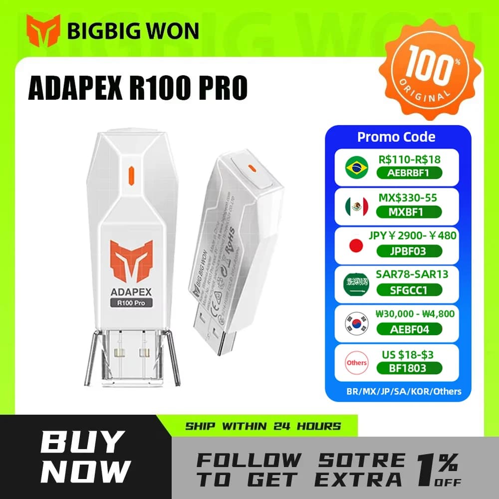 BIGBIG WON R100 Pro Wireless Adapter for Xbox One X S Controller Series X S Controller Elite Series 2 PS5 PS4 Switch Controller