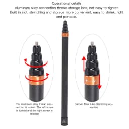 3M Spiral Carbon Fiber Selfie Stick Bullet Time Panoramic Motion Camera Invisible Stick Suitable for Insta 360 X3 X4 ONE RS, GO