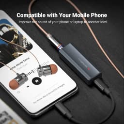 Fosi Audio DS2 Mini Audio USB DAC Dongle Headphone Amplifier DSD Decoder Amp Support 32bit/384kHz with 3.5MM & 4.4MM Balanced
