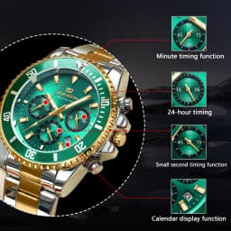Multifunctional Mens Quartz Watch Luxury Water Night Glow Business Style Diver Series Stainless Steel Leisure Fashion Wristwatch