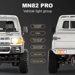 ZWN 1:12 Full Scale RC CAR MN82 Upgraded MN82 PRO Controllable Headlights 2.4G 4WD Off-Road Car Pick Up Truck Toy for Kids Gifts