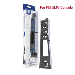 Gaming Cooler Fan Efficient Cooling System with LED Light Noise Reduction for PS5 Slim Cooling Fan Disc and Digital Console