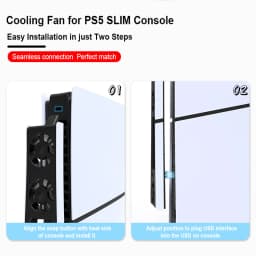 Gaming Cooler Fan Efficient Cooling System with LED Light Noise Reduction for PS5 Slim Cooling Fan Disc and Digital Console