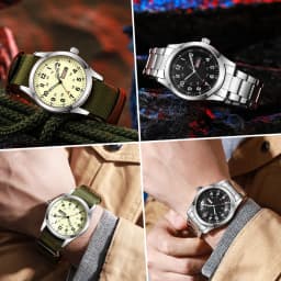 2026 42mm Luminous Dial Watch Day Date Function Green Canvas Strap 30M Water Proof Field Watch Khaki Strap Watch
