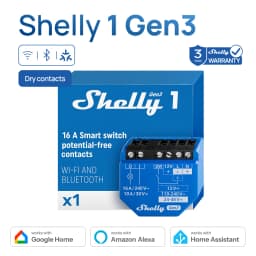 Shelly 1 Gen3 Dry Contact Smart Switch WiFi Bluetooth Operated Relay Low Voltage Support Over Temperature Protection Control