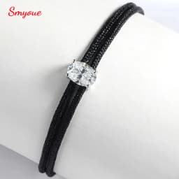 Smyoue Oval Cut 5*7mm Moissanite Bracelets Braided-rope Chain for Women Girls Birthday Gift Pure Silver S925 Bracelet Wholesale