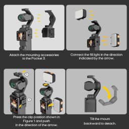 LED Light for DJI OSMO Pocket 3 4 4 Pro Accessories Gimbal Selfie Vlog Video Auxiliary Fill Lighting Brightness Adjustable