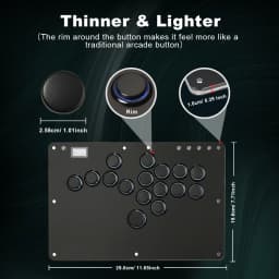 Haute42 R16 Button Rim Leverless Hitbox Controller Stickless Arcade Stick Controller For PC/ PS4/PS5/Steam Hitbox Fightstick
