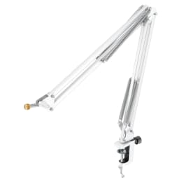 AmpliGame by FIFINE Metal Microphone Stand – Sturdy,Universal Mount Compatible for Studio, Streaming & Podcast Setup-CS1W White