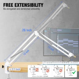 AmpliGame by FIFINE Metal Microphone Stand – Sturdy,Universal Mount Compatible for Studio, Streaming & Podcast Setup-CS1W White
