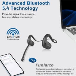 Bluetooth Headset with Detachable Microphone Multi-Point Wireless Headset Open Ear Headphones w/DSP Noise Canceling Mic for Call