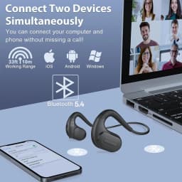 Bluetooth Headset with Detachable Microphone Multi-Point Wireless Headset Open Ear Headphones w/DSP Noise Canceling Mic for Call