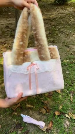 Sweet Cute Plush Bow Tote Bag Women Ballet Style Lace Color Block Large Capacity Shoulder Bags Ladies Harajuku Versatile Handbag