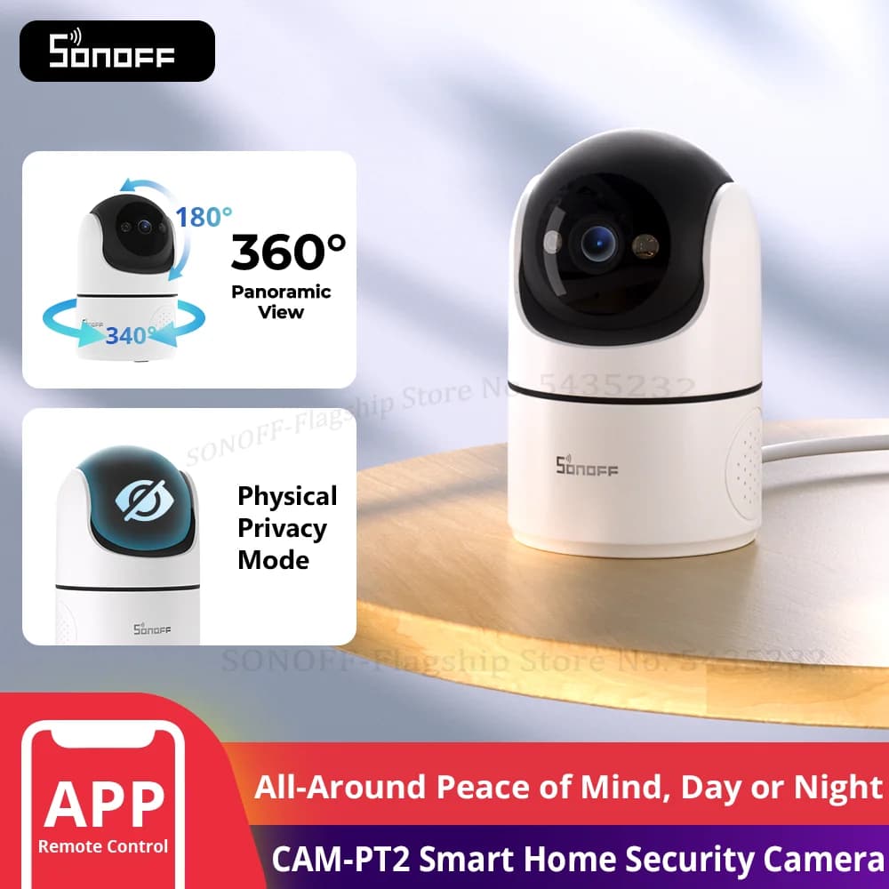 SONOFF CAM PT2 Smart Home Security Camera Smart Night Vision 360° Panoramic View Remote HD Monitoring with Real-Time Interaction