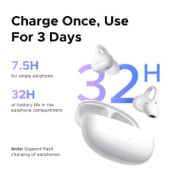UGREEN ClipBuds Open Ear Wireless Headphones Bluetooth Earphones ANC Dual-feedback Active Noise Cancellation, 32 Hours Playtime