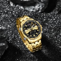 NAVIFORCE Fashion Brand Black Gold Men Watch Fashion Luxury Quartz Wrist Watches Sport Waterproof Stainless Steel Strap NF9234